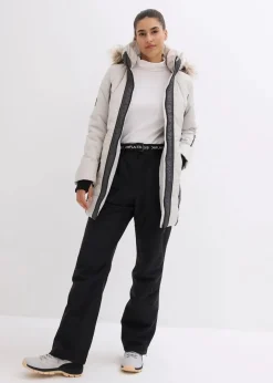 bonprix Bekleidung·Hosen|Jacken & Mäntel^wasserabweisender Outdoor-Kurzmantel mit Fellimitat silber/schiefergrau