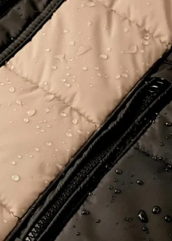 bonprix Jacken & Mäntel|Bekleidung·Hosen^wasserabweisender Outdoor-Kurzmantel mit Fellimitat beige/schwarz