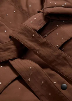 bonprix Bekleidung·Hosen|Jacken & Mäntel^Wasserabweisender Outdoor-Kurzmantel mit Gürtel, Leo-Futter braun