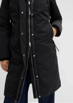 bonprix Jacken & Mäntel|Bekleidung·Hosen^wasserabweisender Outdoor-Mantel, 2in1 Optik schwarz