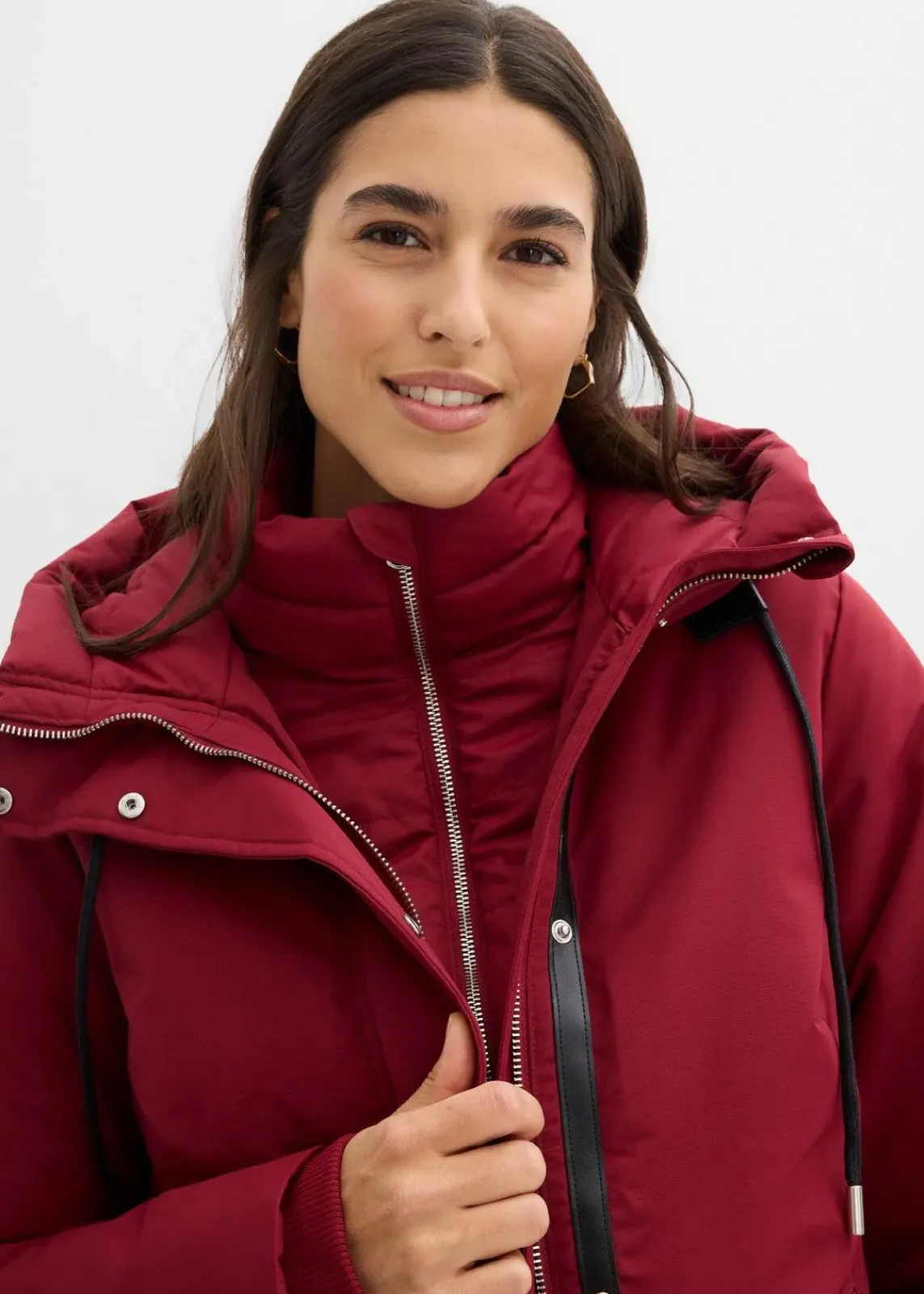 bonprix Bekleidung·Hosen|Jacken & Mäntel^wasserabweisender Outdoor-Mantel, 2in1 Optik pflaumenrot