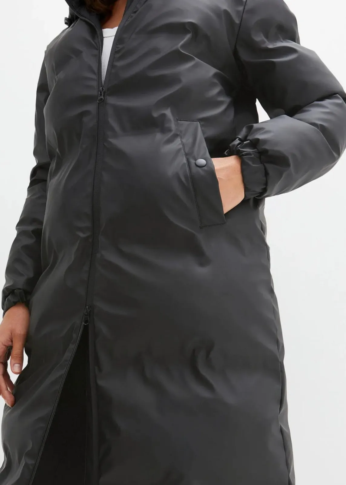 bonprix Bekleidung·Hosen|Jacken & Mäntel^wasserabweisender Regenmantel in gesteppter Optik schwarz