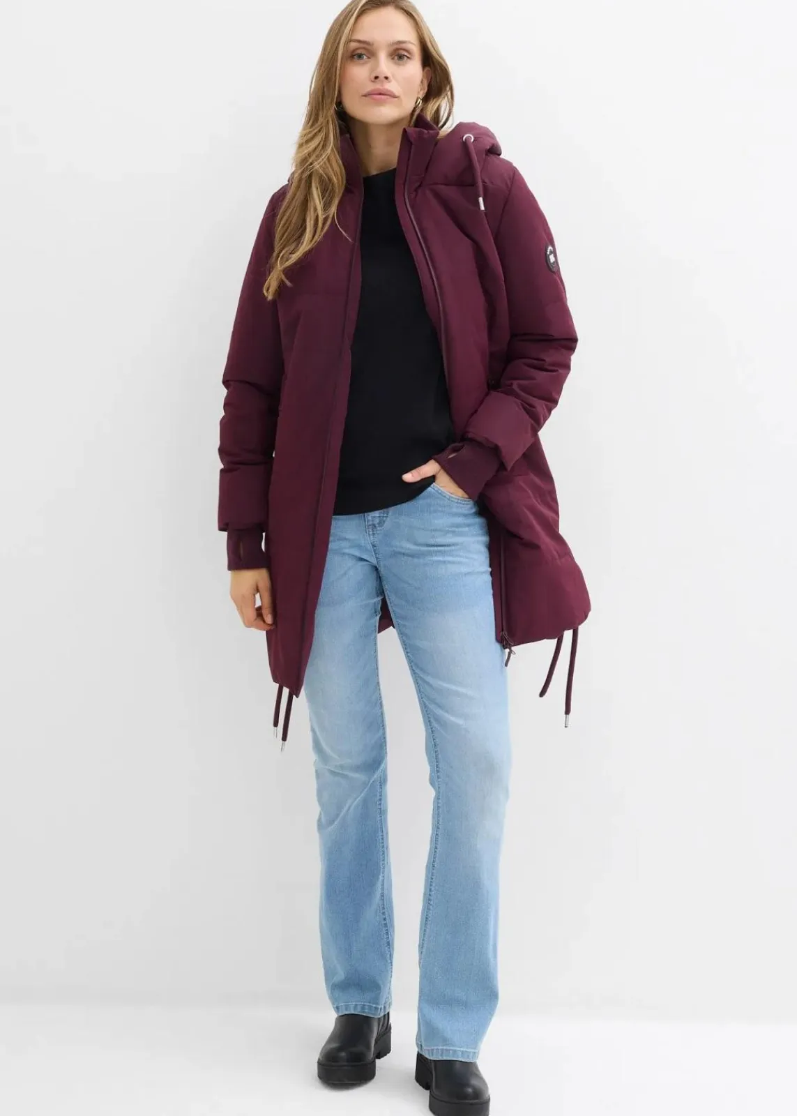 bonprix Jacken & Mäntel|Bekleidung·Hosen^Wasserabweisender Steppmantel weinrot