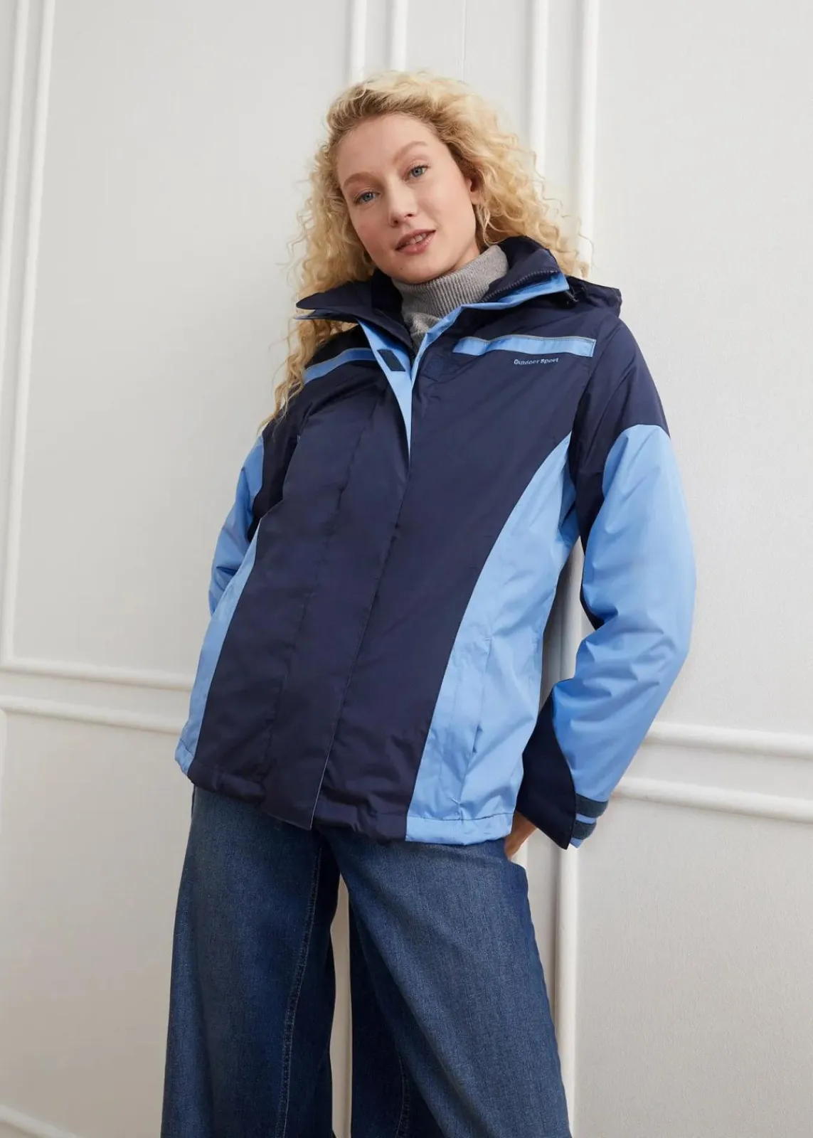 bonprix Jacken & Mäntel|Bekleidung·Hosen^wasserdichte Funktionsjacke dunkelblau/mittelblau