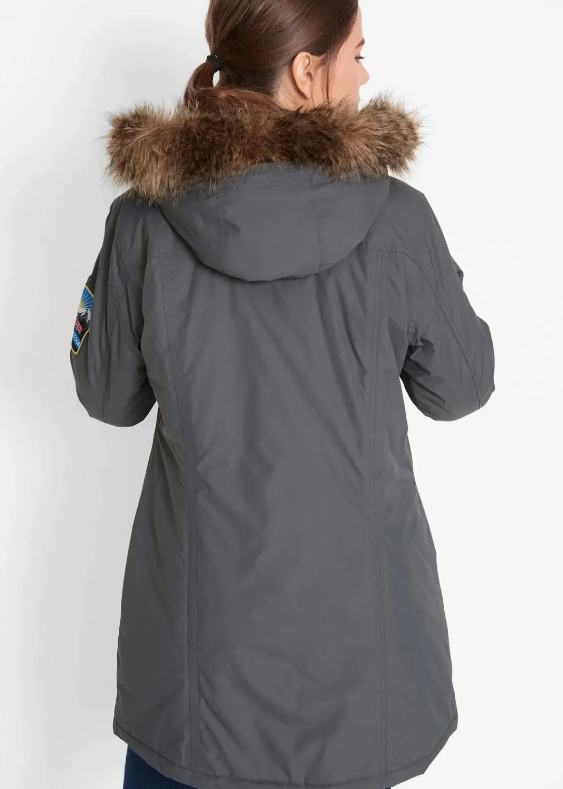bonprix Jacken & Mäntel|Bekleidung·Hosen^wasserdichte Funktions-Outdoor-Longjacke mit Kapuze anthrazit