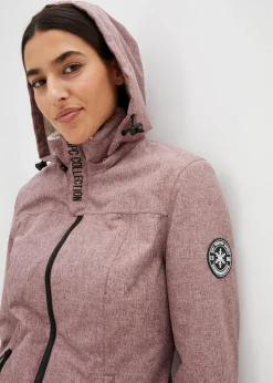 bonprix Bekleidung·Hosen|Jacken & Mäntel^wasserdichte Funktions-Outdoor-Longjacke mit Teddyfleece bordeaux meliert