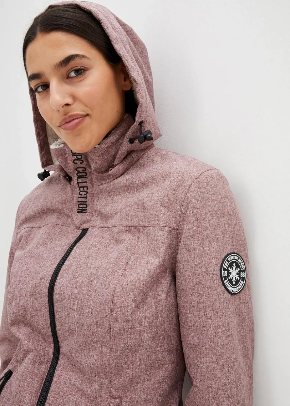 bonprix Bekleidung·Hosen|Jacken & Mäntel^wasserdichte Funktions-Outdoor-Longjacke mit Teddyfleece bordeaux meliert