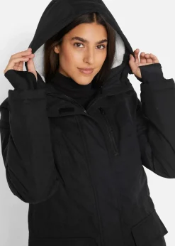 bonprix Bekleidung·Hosen|Jacken & Mäntel^wasserdichte Funktions-Parka mit Teddyfleece in der Kapuze schwarz