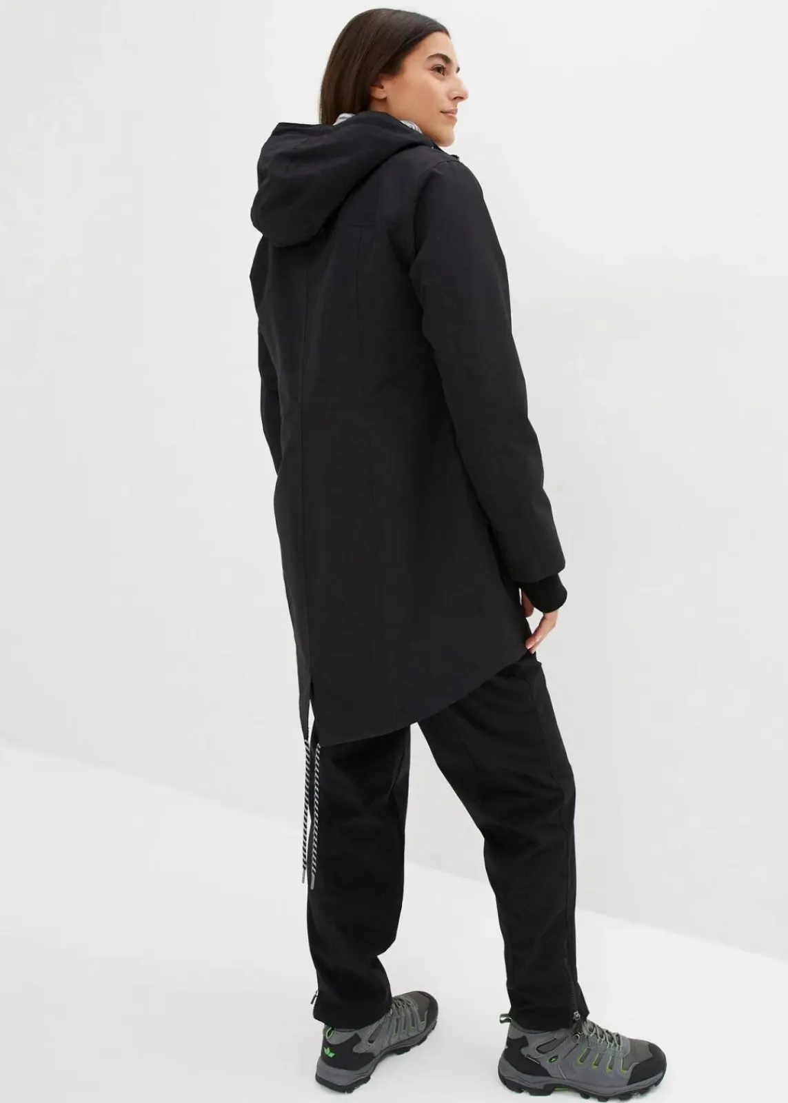 bonprix Bekleidung·Hosen|Thermobekleidung^wasserdichte 3in1 Longjacke mit praktischen Taschen schwarz/grau meliert