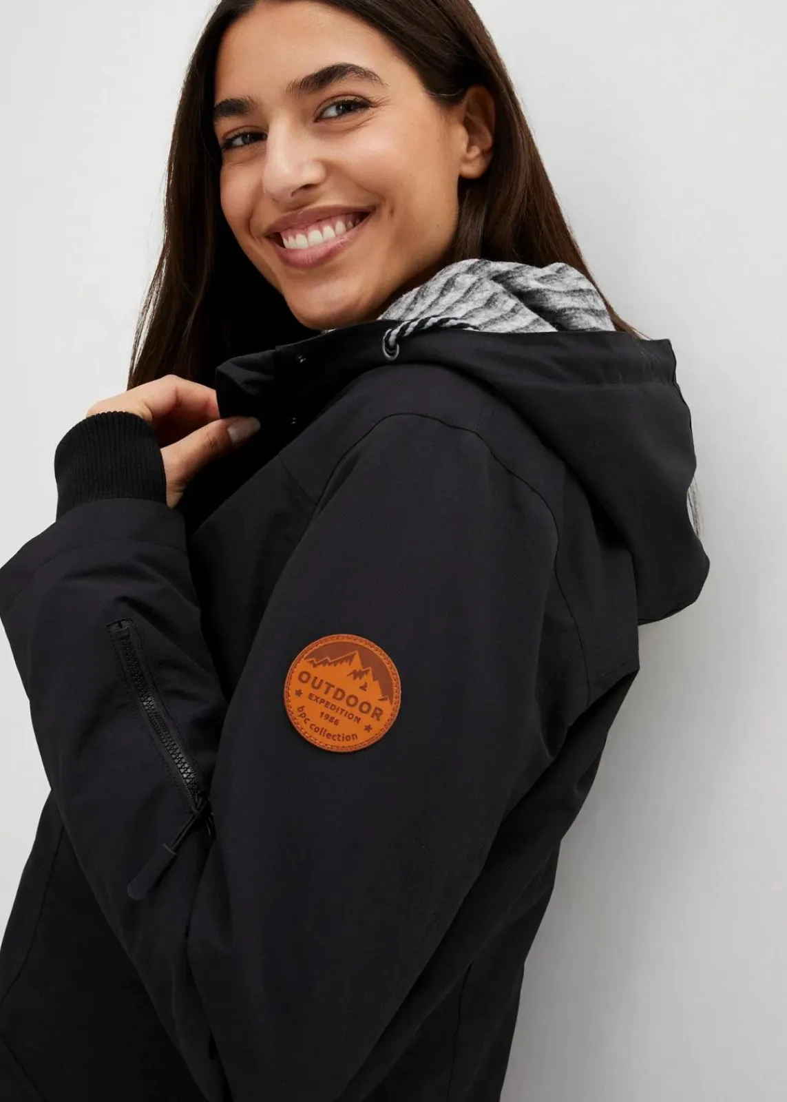 bonprix Bekleidung·Hosen|Thermobekleidung^wasserdichte 3in1 Longjacke mit praktischen Taschen schwarz/grau meliert