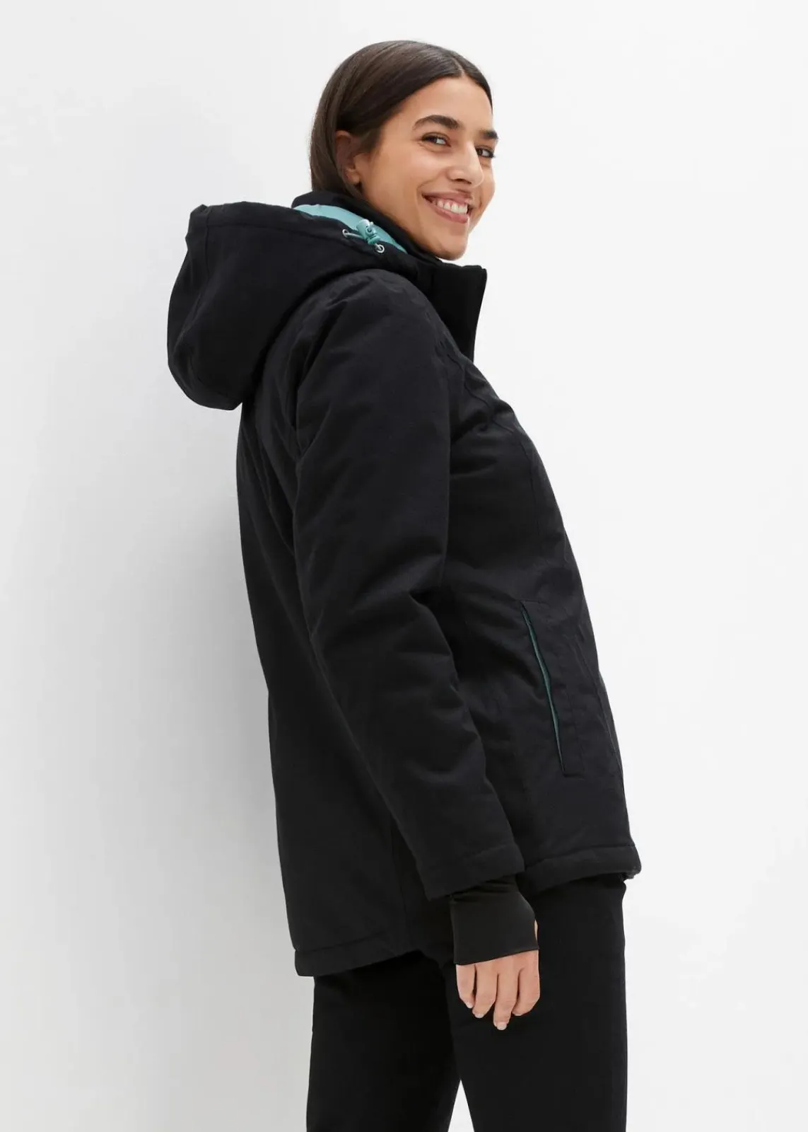 bonprix Jacken & Mäntel|Sportbekleidung^Wasserdichte 2in1 Optik Funktions-Jacke schwarz