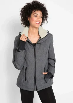 bonprix Bekleidung·Jumpsuits|Bekleidung·Sweat^wasserdichte Outdoor-Funktions-Jacke mit Teddyfleece schiefergrau meliert