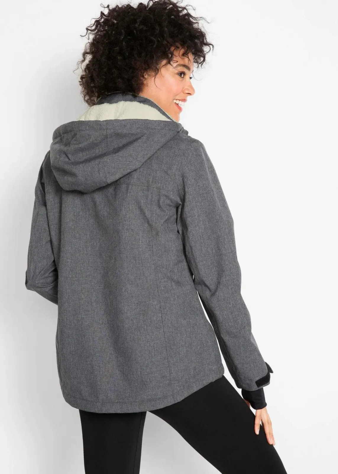 bonprix Bekleidung·Jumpsuits|Bekleidung·Sweat^wasserdichte Outdoor-Funktions-Jacke mit Teddyfleece schiefergrau meliert