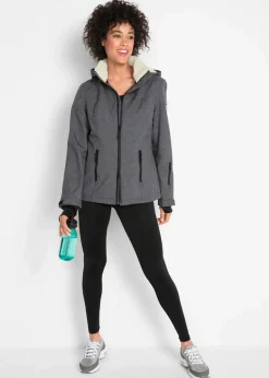 bonprix Bekleidung·Jumpsuits|Bekleidung·Sweat^wasserdichte Outdoor-Funktions-Jacke mit Teddyfleece schiefergrau meliert