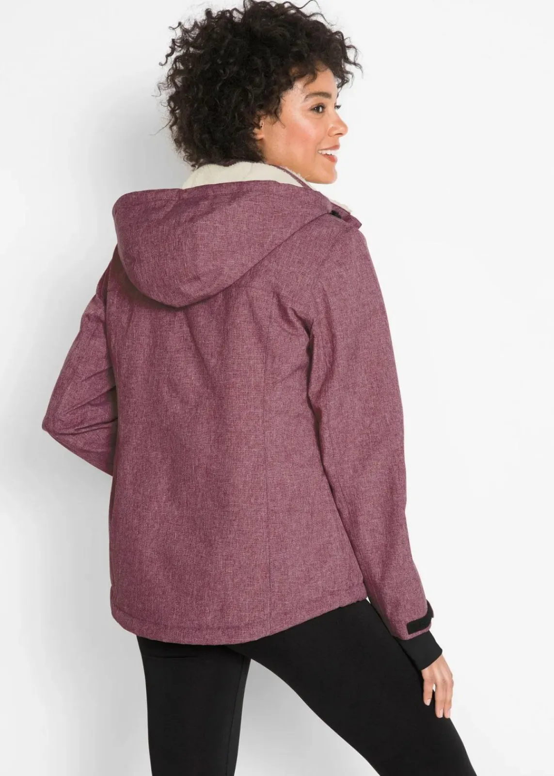 bonprix Jacken & Mäntel|Sportbekleidung^wasserdichte Outdoor-Funktions-Jacke mit Teddyfleece bordeaux meliert