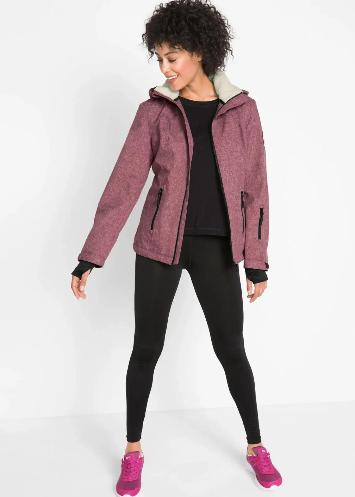 bonprix Jacken & Mäntel|Sportbekleidung^wasserdichte Outdoor-Funktions-Jacke mit Teddyfleece bordeaux meliert
