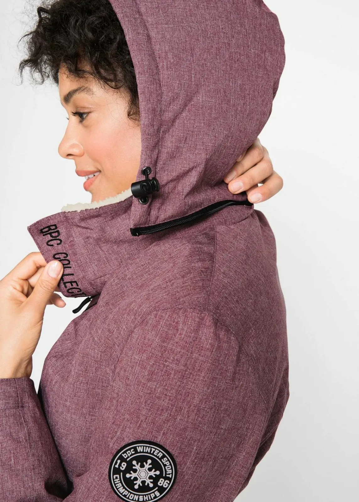 bonprix Jacken & Mäntel|Sportbekleidung^wasserdichte Outdoor-Funktions-Jacke mit Teddyfleece bordeaux meliert