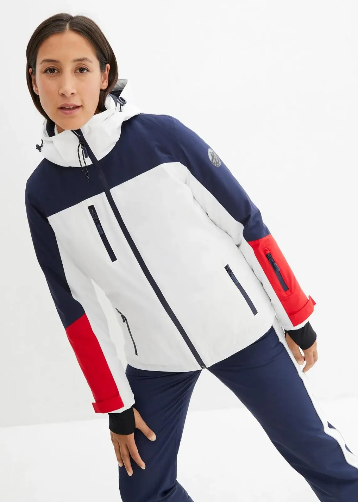 bonprix Bekleidung·Jumpsuits|Bekleidung·Sweat^wasserdichte Ski Funktions-Jacke mit Belüftungsschlitzen weiß/dunkelblau