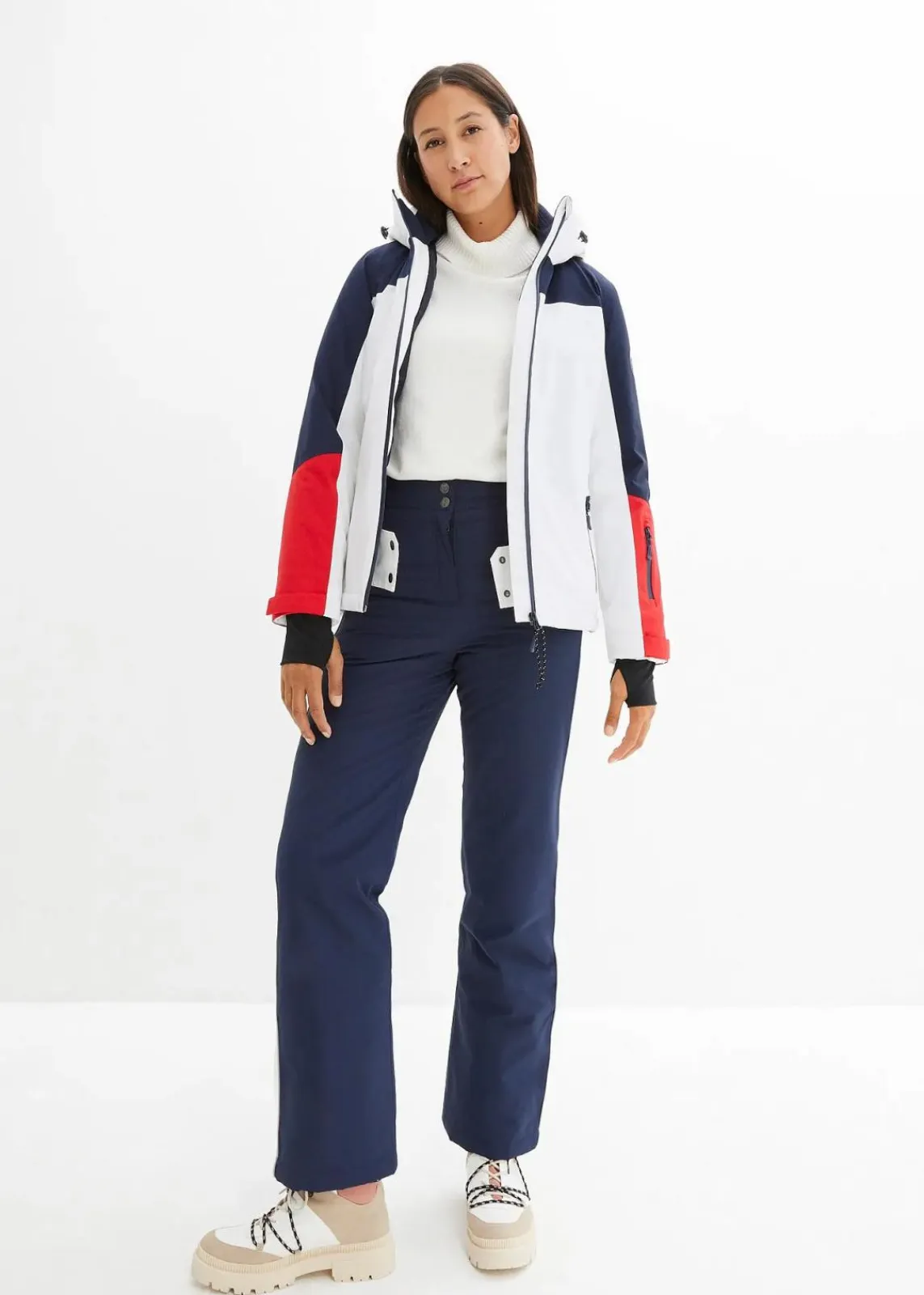bonprix Bekleidung·Jumpsuits|Bekleidung·Sweat^wasserdichte Ski Funktions-Jacke mit Belüftungsschlitzen weiß/dunkelblau