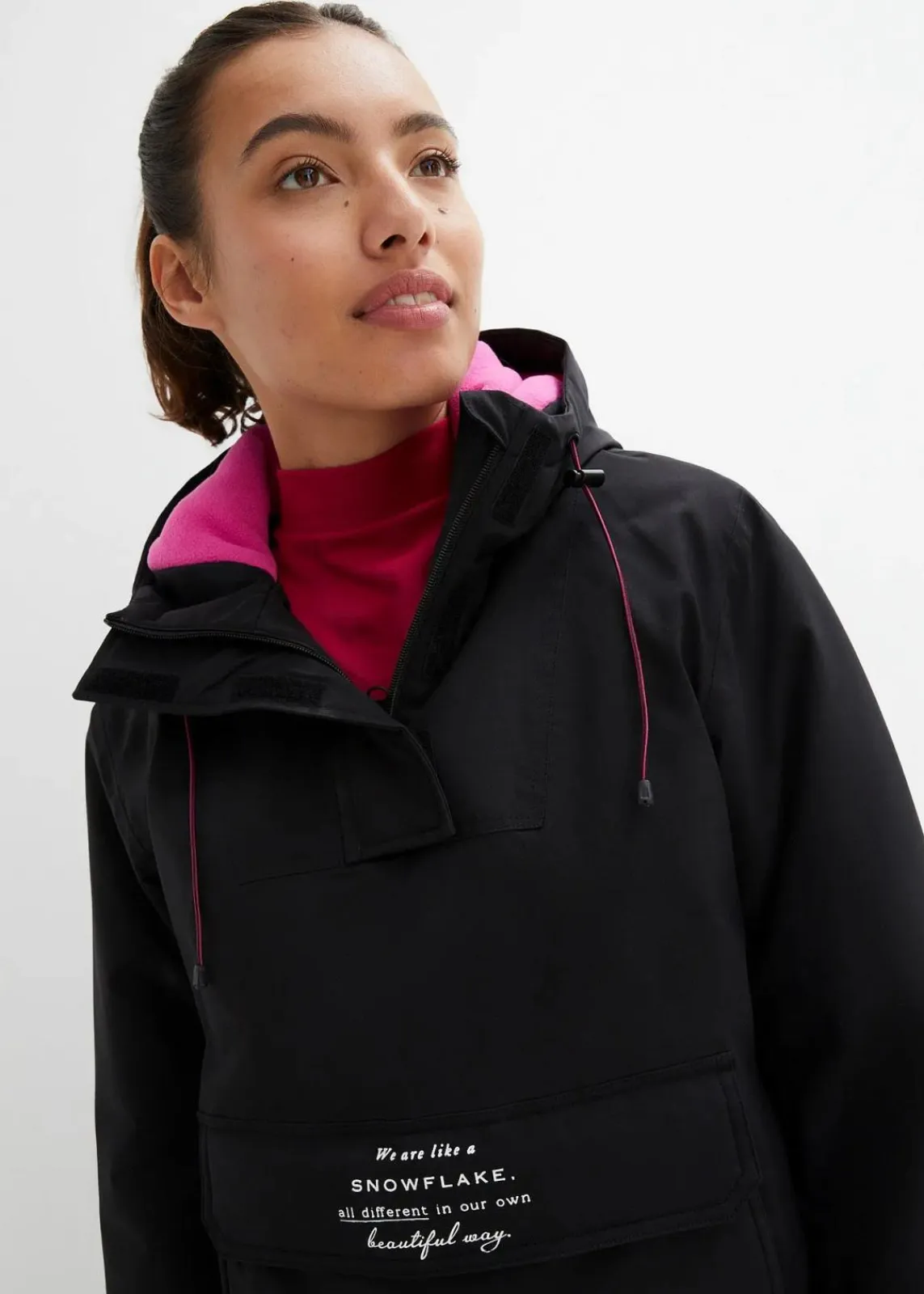 bonprix Jacken & Mäntel|Sportbekleidung^wasserdichte Ski Funktions-Schlupfjacke mit Fleece-Futter schwarz