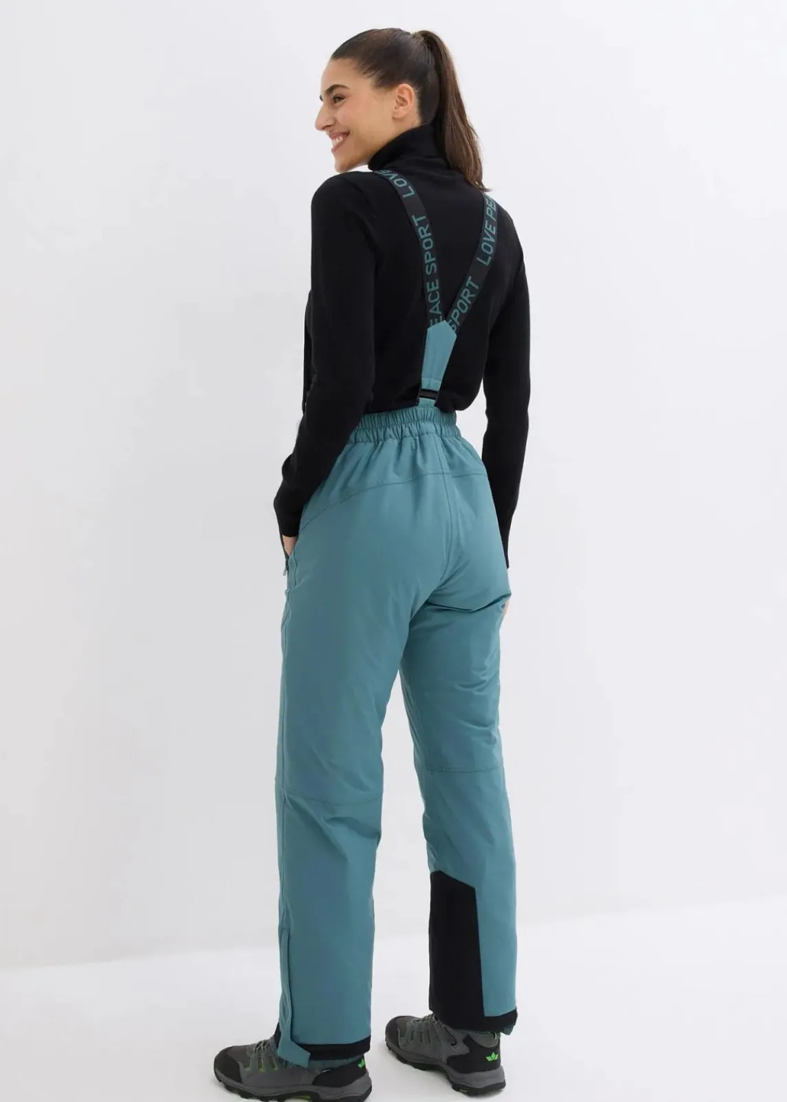 bonprix Hosen|Sportbekleidung^wasserdichte Ski Funktions-Thermohose mit abnehmbaren Trägern graugrün