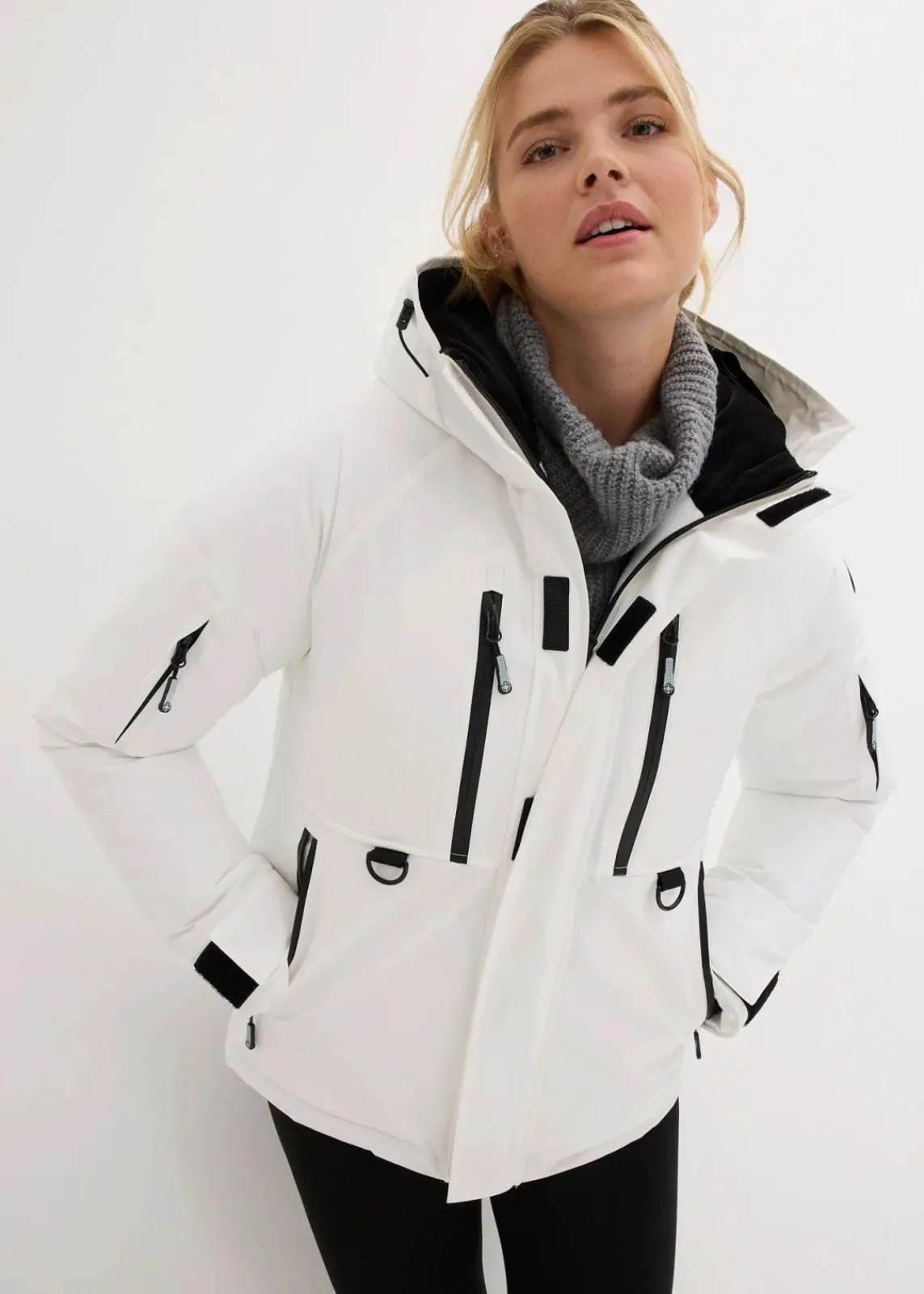 bonprix Nachhaltigere Materialien|Jacken & Mäntel^wasserdichte Ski-Jacke mit Schneefang weiß