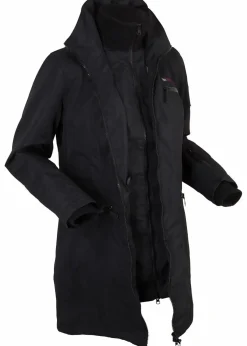 bonprix Bekleidung·Hosen|Jacken & Mäntel^wasserdichter Funktions-Outdoor-Übergangsmantel mit Kapuze, 2 in 1-Optik schwarz