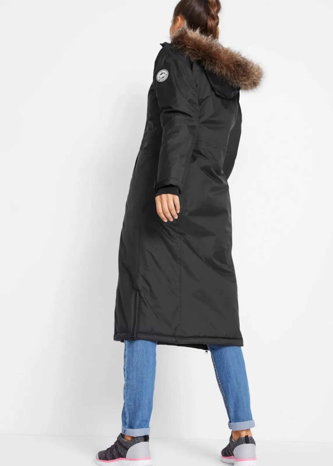 bonprix Bekleidung·Hosen|Jacken & Mäntel^wasserdichter Outdoor-Mantel mit Fellimitat schwarz