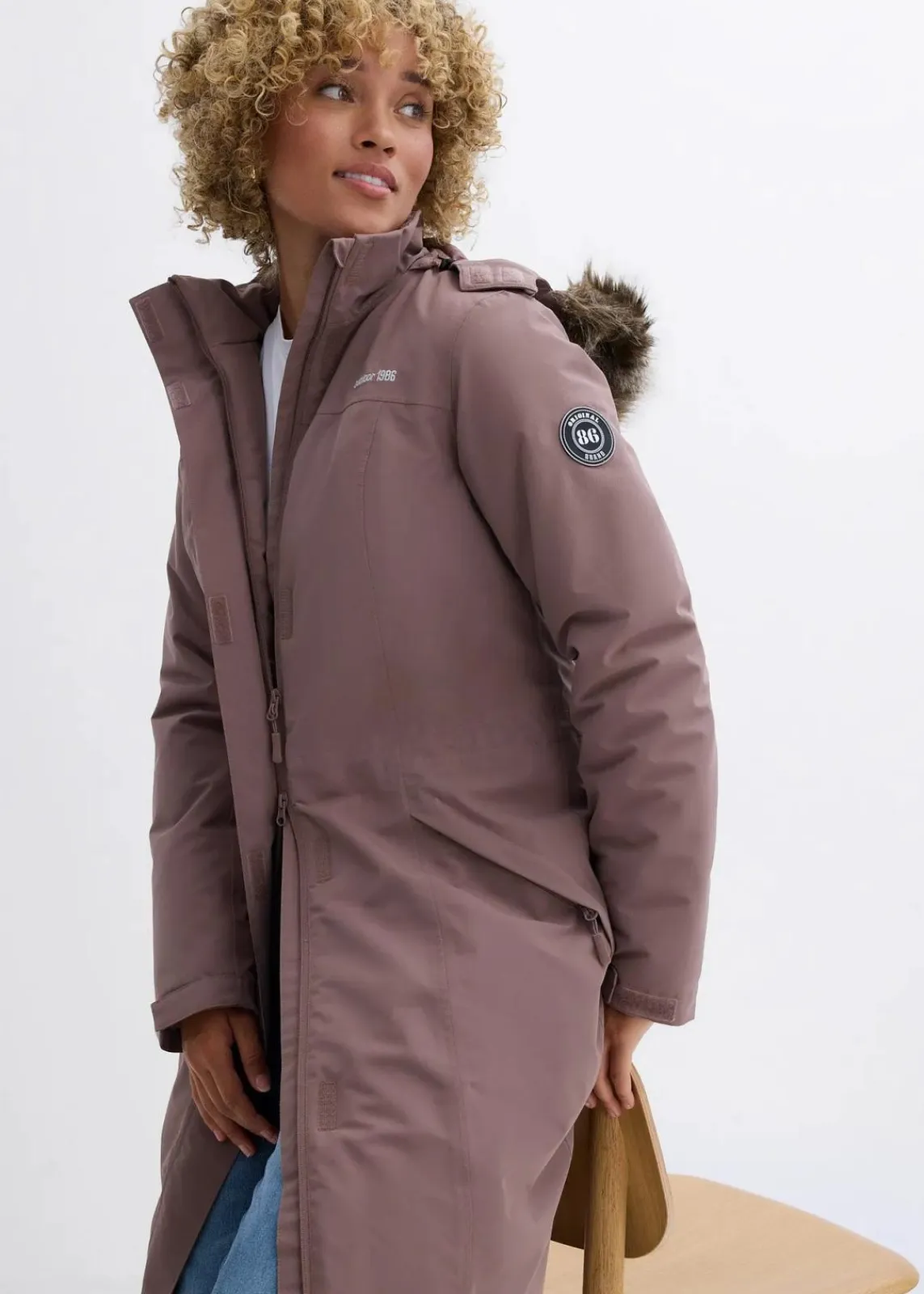 bonprix Jacken & Mäntel|Bekleidung·Hosen^wasserdichter Outdoor-Mantel mit Fellimitat matt braun