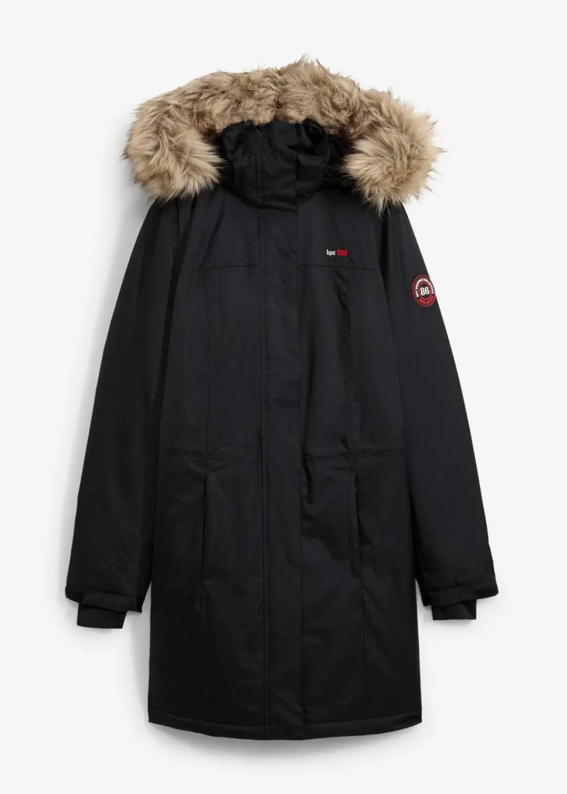 bonprix Bekleidung·Hosen|Jacken & Mäntel^wasserdichter, warmer Funktions-Outdoor-Mantel mit Fellimitat schwarz