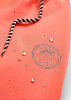 bonprix Nachhaltigere Materialien|Jacken & Mäntel^wasserdichter, wattierter Regenmantel in Midi-Länge neonorange/schwarz