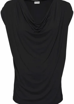 bonprix Shirts & Tops|Nachhaltigere Materialien^Wasserfall-Shirt aus Viskose-Mix schwarz