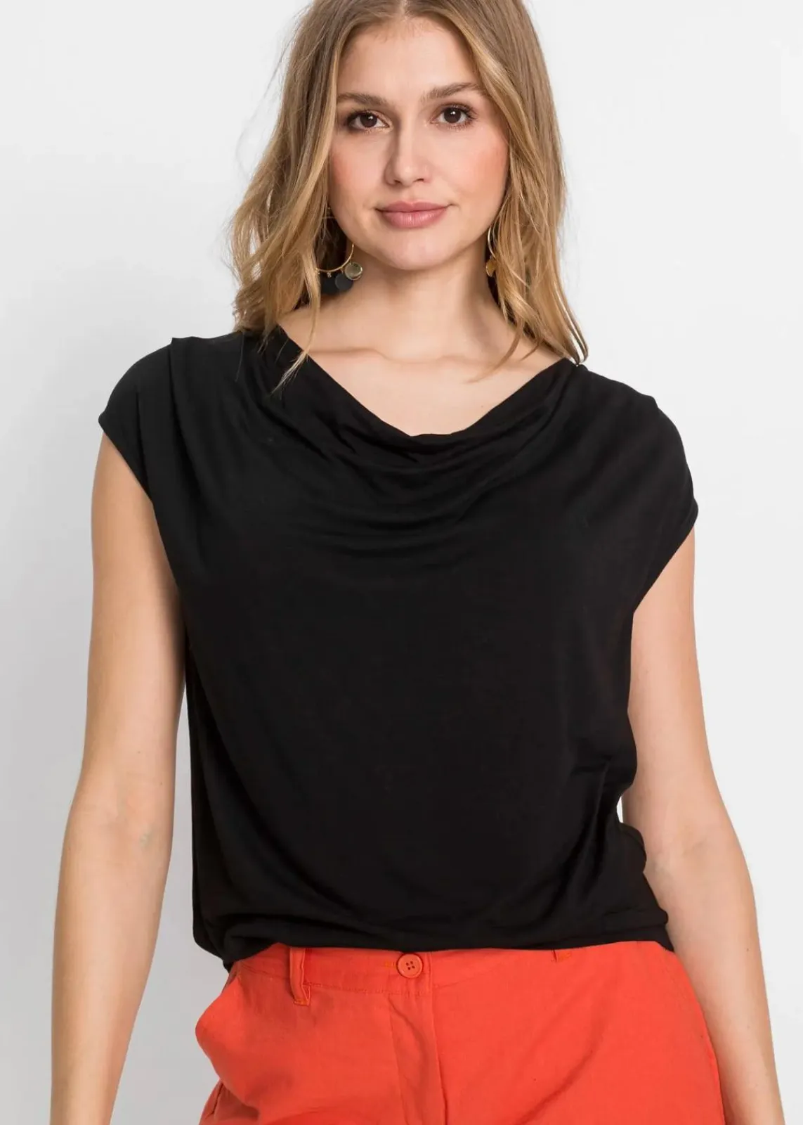 bonprix Shirts & Tops|Nachhaltigere Materialien^Wasserfall-Shirt aus Viskose-Mix schwarz
