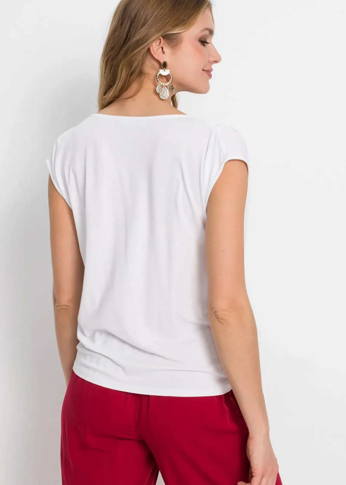 bonprix Nachhaltigere Materialien|Shirts & Tops^Wasserfall-Shirt aus Viskose-Mix weiß