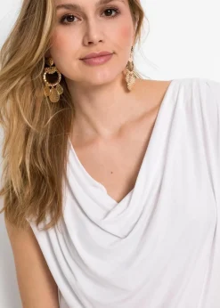 bonprix Nachhaltigere Materialien|Shirts & Tops^Wasserfall-Shirt aus Viskose-Mix weiß