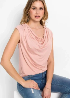 bonprix Nachhaltigere Materialien|Shirts & Tops^Wasserfall-Shirt aus Viskose-Mix vintagerosa