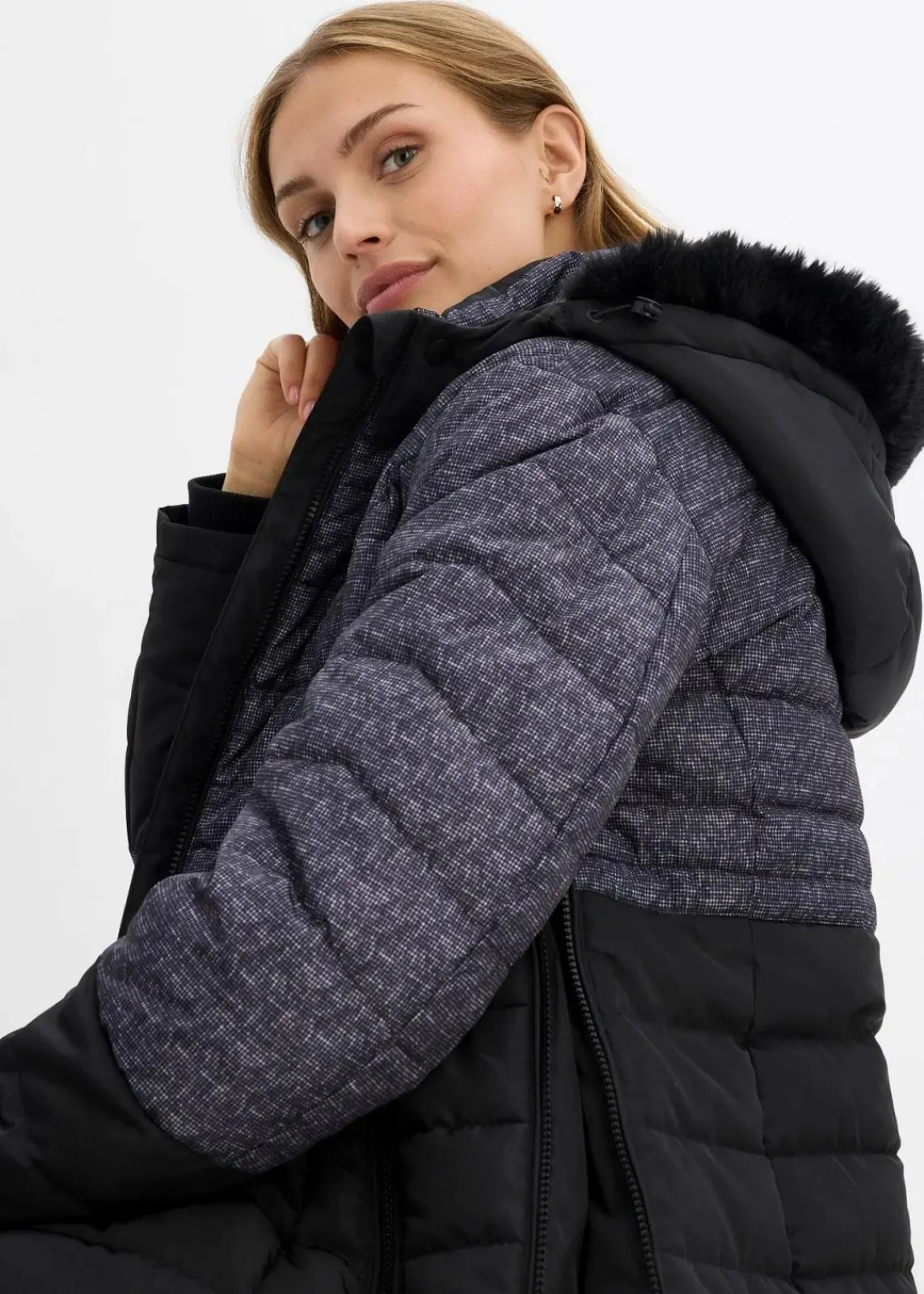 bonprix Bekleidung·Blazer|Umstandsmode^Wattierte 3-in-1 Umstandsjacke und Tragejacke schwarz/grau