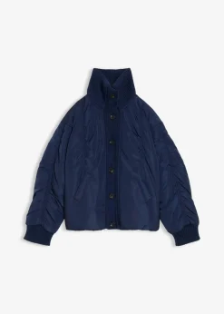 bonprix Nachhaltigere Materialien|Jacken & Mäntel^Wattierte Jacke mit Strickbündchen dunkelblau