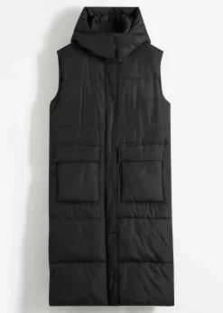 bonprix Nachhaltigere Materialien|Jacken & Mäntel^Wattierte Steppweste mit abnehmbarer Kapuze schwarz