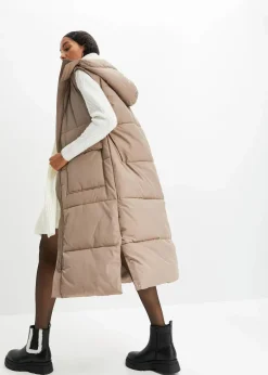 bonprix Bekleidung·Hosen|Jacken & Mäntel^Wattierte Steppweste mit abnehmbarer Kapuze taupe