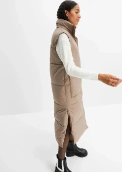 bonprix Bekleidung·Hosen|Jacken & Mäntel^Wattierte Steppweste mit abnehmbarer Kapuze taupe