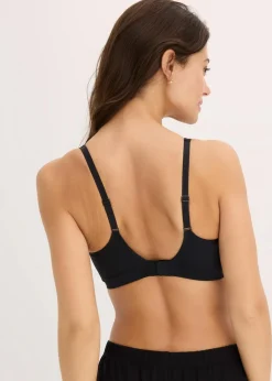 bonprix Bhs|Seamless^Wattierter Feel Comfort Lasercut T-Shirt BH ohne Bügel schwarz