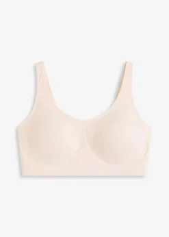bonprix Seamless|Bhs^Wattierter Feel Comfort Lasercut T-Shirt BH ohne Bügel sandbeige