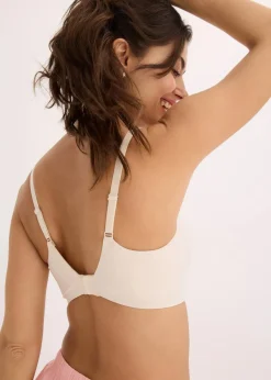 bonprix Seamless|Bhs^Wattierter Feel Comfort Lasercut T-Shirt BH ohne Bügel sandbeige