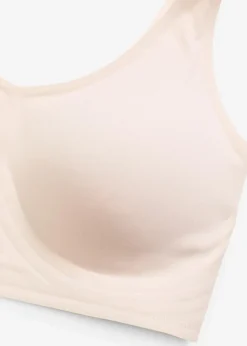 bonprix Seamless|Bhs^Wattierter Feel Comfort Lasercut T-Shirt BH ohne Bügel sandbeige