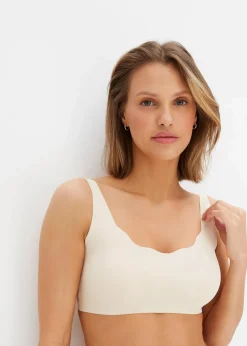bonprix Bhs|Seamless^​​​​Wattierter Feel Comfort Lasercut T-Shirt BH ohne Bügel puder