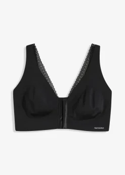 bonprix Seamless|Basics^Wattierter Feel Comfort Lasercut-BH ohne Bügel mit Vorderverschluss schwarz