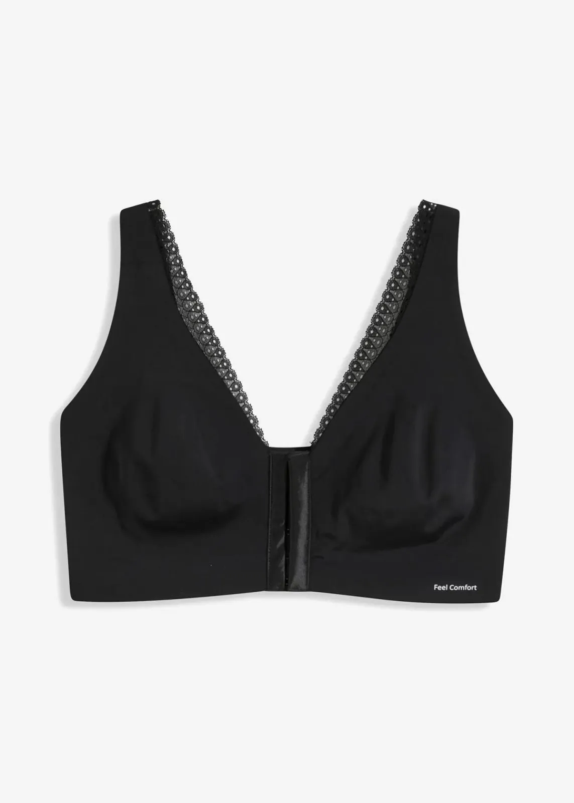 bonprix Seamless|Basics^Wattierter Feel Comfort Lasercut-BH ohne Bügel mit Vorderverschluss schwarz