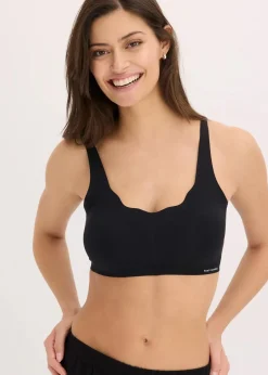 bonprix Seamless|Bhs^​​​​Wattierter Feel Comfort Lasercut T-Shirt BH ohne Bügel schwarz