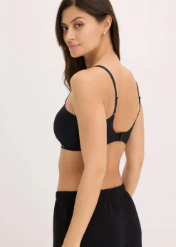 bonprix Seamless|Bhs^​​​​Wattierter Feel Comfort Lasercut T-Shirt BH ohne Bügel schwarz